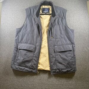 Faconnable Men XXL Gray Quilted Puffer Vest Full Zip Cotton Blend Pockets